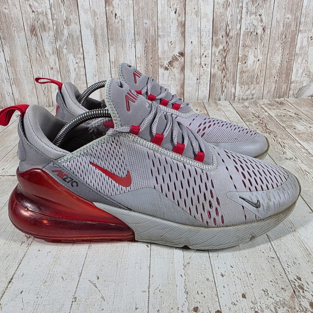 Nike Air Max 270 Mens Wolf Grey University Red AH8050-018 Sneakers Size 10